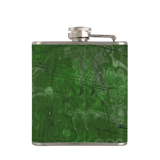 Grunge Green Clover, Pet en hoefijzergras Heupfles (Achterkant)