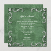 Grunge Green Graveyard Halloween Party Kaart (Voorkant / Achterkant)