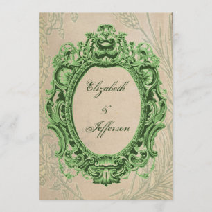 Grunge Green  Lijst Wedding Invitations Kaart