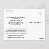 Grunge Green met Edison Lights Postponed Wedding Briefkaart (Achterkant)