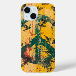 Grunge Green Peace Symbool met Vogels Hoesje