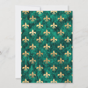 Grunge Green Velvet Fleur De Lis Mardi Gras Bedankkaart