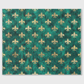 Grunge Green Velvet Fleur De Lis Mardi Gras Cadeaupapier (Vlak)