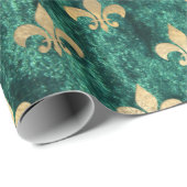 Grunge Green Velvet Fleur De Lis Mardi Gras Cadeaupapier (Rol Hoek)