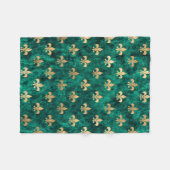 Grunge Green Velvet Fleur De Lis Mardi Gras Fleece Deken (Voorkant (Horizontaal))