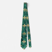 Grunge Green Velvet Fleur De Lis Mardi Gras Stropdas (Voorkant)