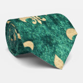 Grunge Green Velvet Fleur De Lis Mardi Gras Stropdas (Opgerold)