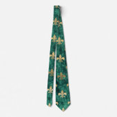 Grunge Green Velvet Fleur De Lis Mardi Gras Stropdas (Achterkant)