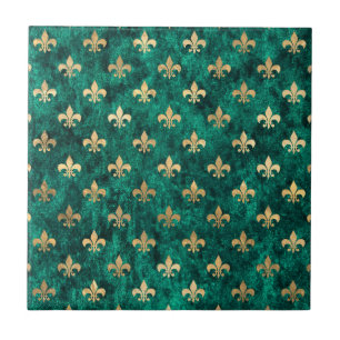 Grunge Green Velvet Fleur De Lis Mardi Gras Tegeltje