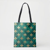 Grunge Green Velvet Fleur De Lis Mardi Gras Tote Bag (Voorkant)