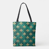 Grunge Green Velvet Fleur De Lis Mardi Gras Tote Bag (Achterkant)