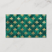 Grunge Green Velvet Fleur De Lis Mardi Gras Visitekaartje (Voorkant)