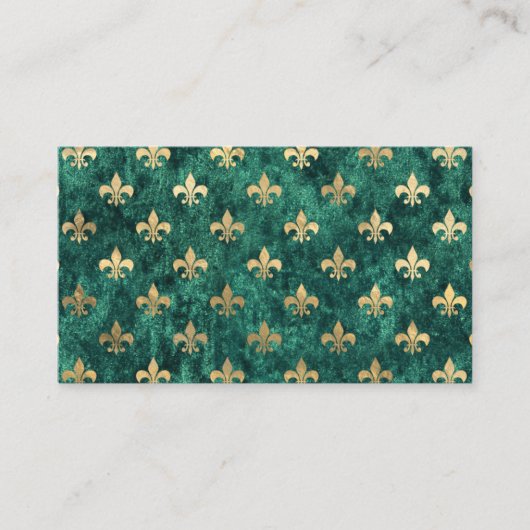 Grunge Green Velvet Fleur De Lis Mardi Gras Visitekaartje (Voorkant)