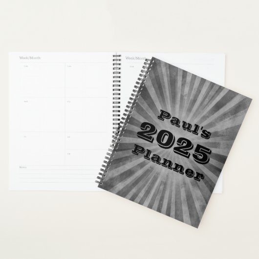 Grunge Grey Stripes Gepersonaliseerde Planner (Display)