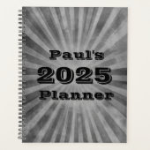 Grunge Grey Stripes Gepersonaliseerde Planner (Voorkant)