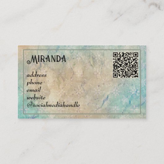 Grunge Grijs Aangepaste QR Code Visitekaartje (Achterkant)