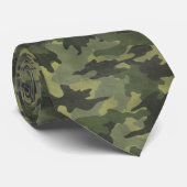 Grunge Groene Camo Militaire Camouflage Mannen Str Stropdas (Opgerold)