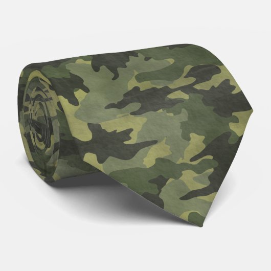 Grunge Groene Camo Militaire Camouflage Mannen Str Stropdas (Opgerold)