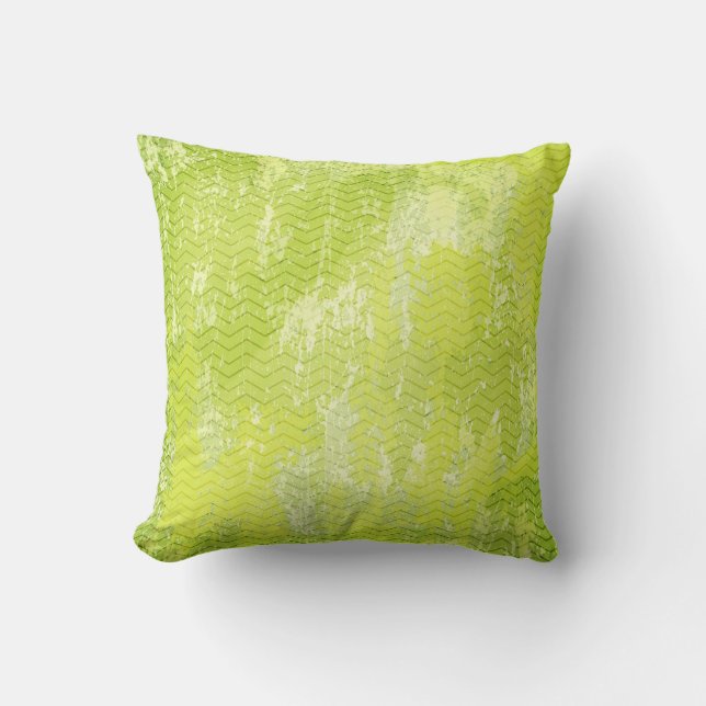Grunge groene chevron patroon modern kussen (Voorkant)
