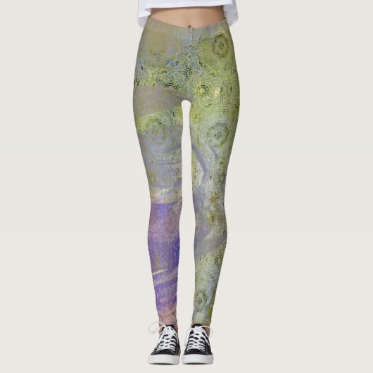 Grunge Groene en Paarse Leggings (Voorkant)