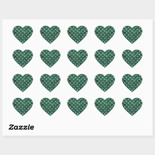 Grunge groene fluwelen Fleur De Lis Mardi Gras Hart Sticker (Vel)