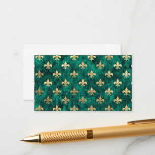 Grunge groene fluwelen Fleur De Lis Mardi Gras Informatiekaartje