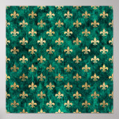 Grunge Groene Fluwelen Fleur De Lis Mardi Gras Poster (Voorkant)