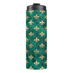 Grunge groene fluwelen Fleur De Lis Mardi Gras Thermosbeker