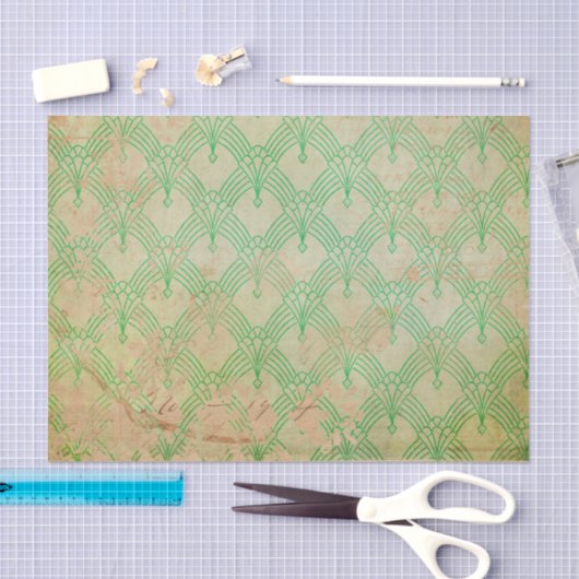 Grunge Groene Retro Art Deco Tissuepapier (Craft)