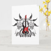 Grunge Guitar and Skull Kaart (Gele Bloem)