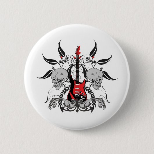 Grunge Guitar and Skull Ronde Button 5,7 Cm (Voorkant)