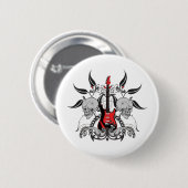 Grunge Guitar and Skull Ronde Button 5,7 Cm (Voorkant /achterkant)