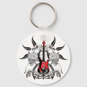 Grunge Guitar and Skull Sleutelhanger