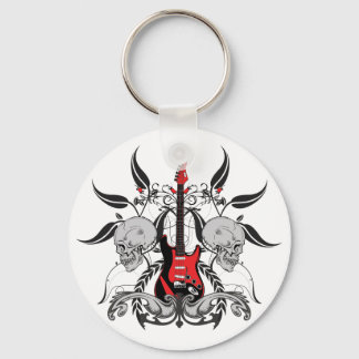 Grunge Guitar and Skull Sleutelhanger