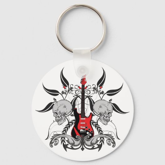 Grunge Guitar and Skull Sleutelhanger (Voorkant)