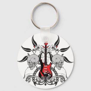 Grunge Guitar and Skull Sleutelhanger