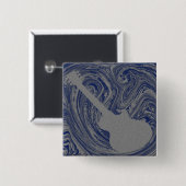 Grunge Guitar Button, Royal Blue Vierkante Button 5,1 Cm (Voorkant /achterkant)
