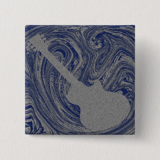 Grunge Guitar Button, Royal Blue Vierkante Button 5,1 Cm (Voorkant)