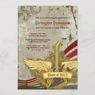 Grunge guitar graduparty Notice Kaart