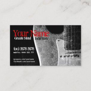 Grunge Guitar Grey/Black & Red Visitekaartje