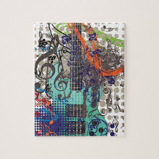 Grunge Guitar Illustration Legpuzzel (Verticaal)