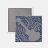 Grunge Guitar Magnet, Royal Blue Magneet (Voorkant / Achterkant)