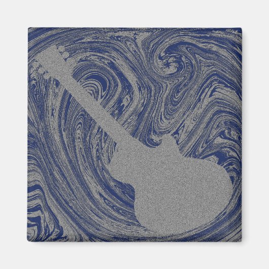Grunge Guitar Magnet, Royal Blue Magneet (Voorkant)