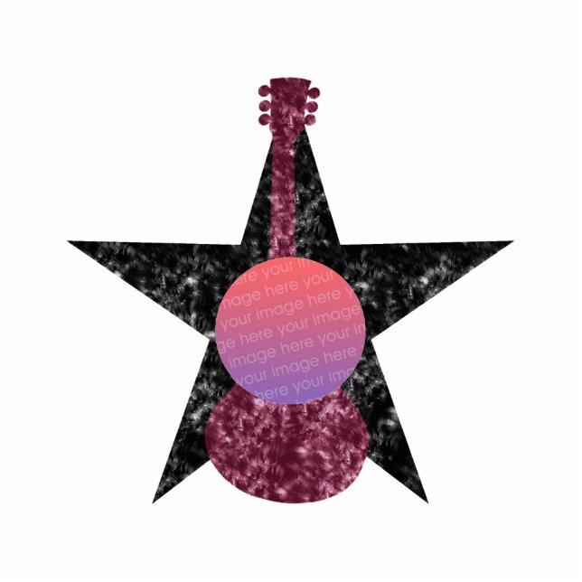 Grunge Guitar Photo Lijst Staand Fotobeeldje (Voorkant)