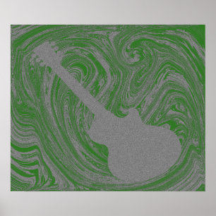 Grunge Guitar Poster, groen Poster