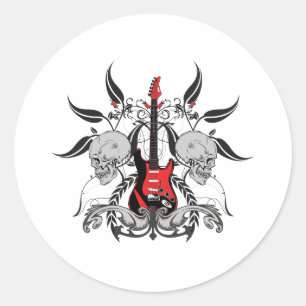 Grunge Guitar Ronde Sticker