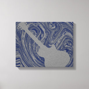 Grunge Guitar Swirls Canvas Print, blauw Afdruk