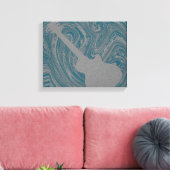 Grunge Guitar Swirls Canvas Print, Blauwgroen (Insitu (Woonkamer))