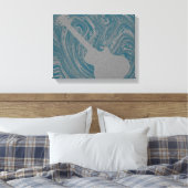 Grunge Guitar Swirls Canvas Print, Blauwgroen (Insitu (Slaapkamer))