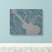 Grunge Guitar Swirls Canvas Print, Blauwgroen (Insitu (Houten vloer))